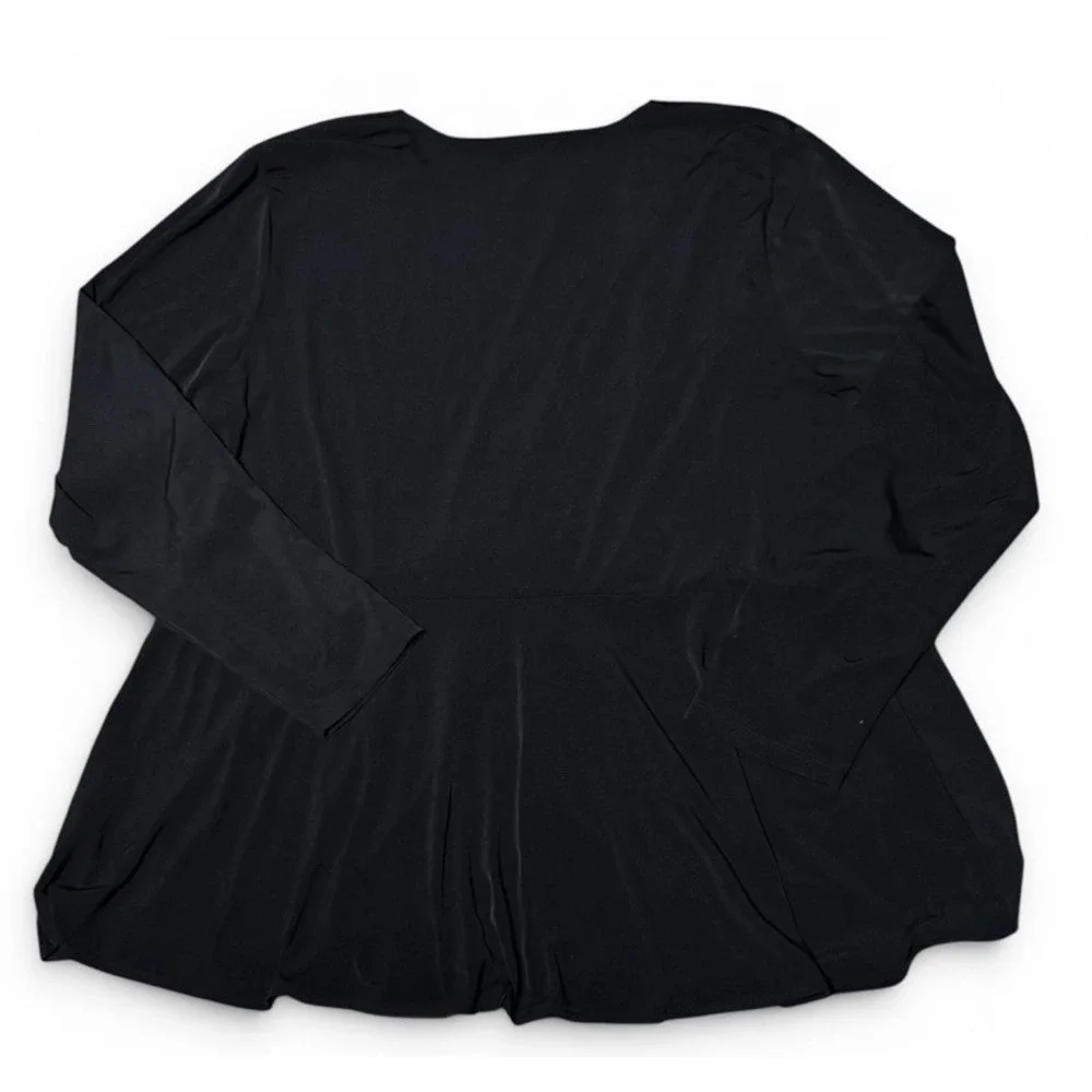 Lane Bryant Women's Peplum Wrap Top Black Long Sleeve Size 22/24 NWT